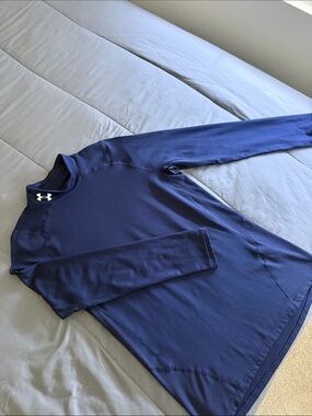 Under Armour Men's Navy ColdGear Mock Neck Long Sleeve